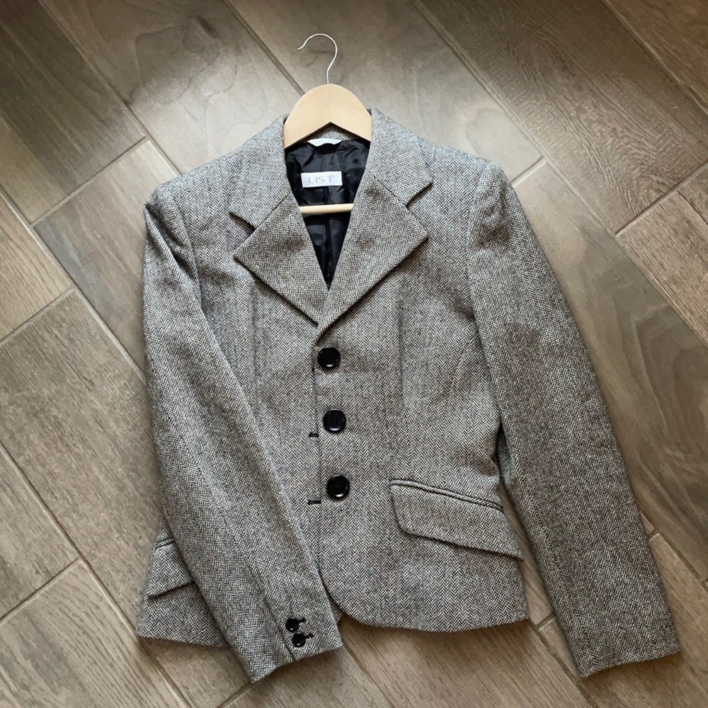 Suit Jacket, Black and White Herringbone Blazer